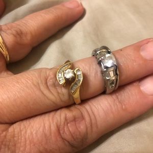 Platinum wedding ring and gold ring